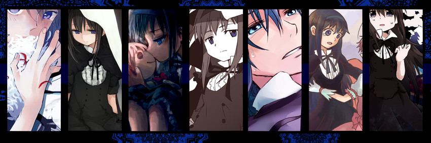 akemi homura and kaname madoka (mahou shoujo madoka magica and 1 more) drawn by amaiwashi