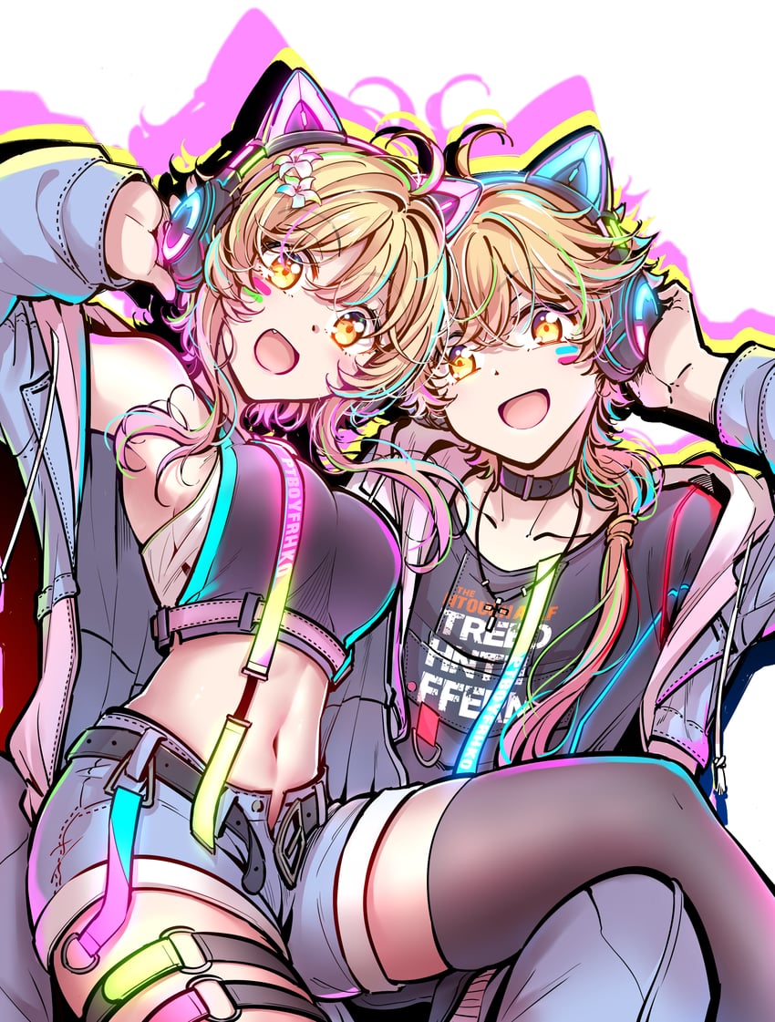 lumine and aether (genshin impact) drawn by fei_luo_mao