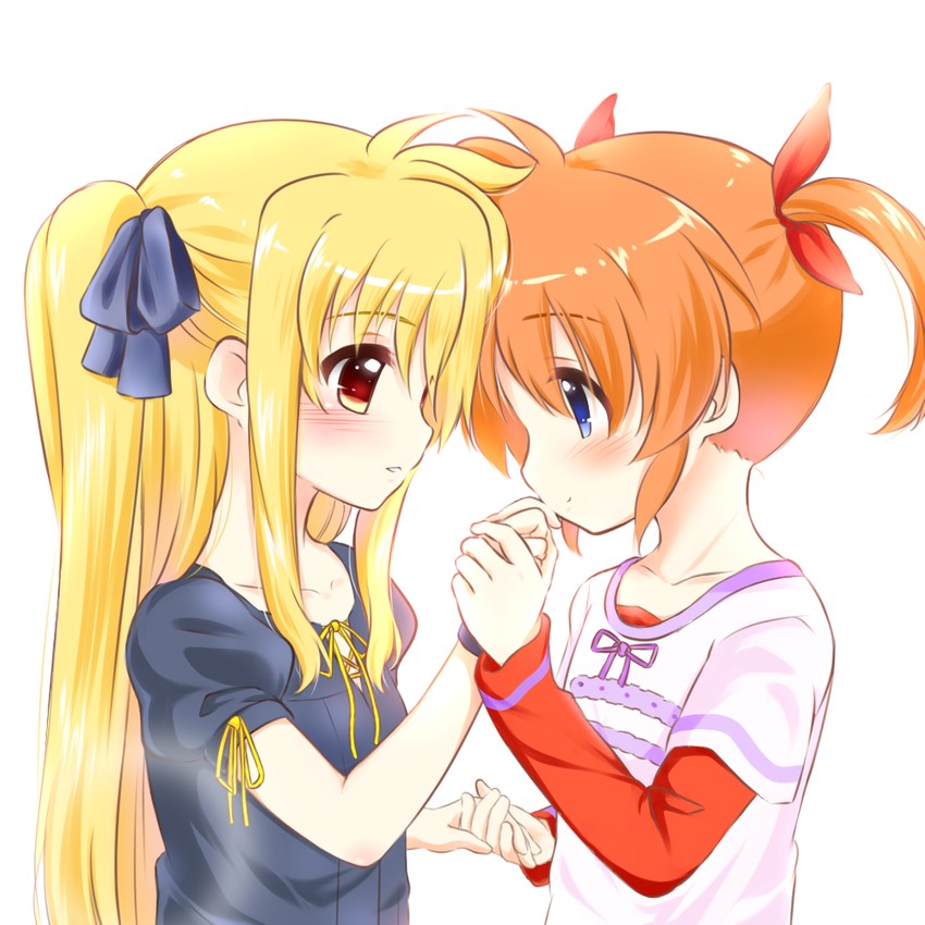 fate testarossa and takamachi nanoha (lyrical nanoha and 2 more) drawn by kerorokjy