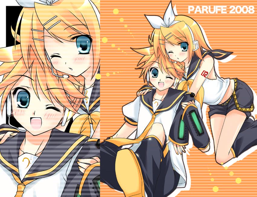 kagamine rin and kagamine len (vocaloid) drawn by hayashi_sakura