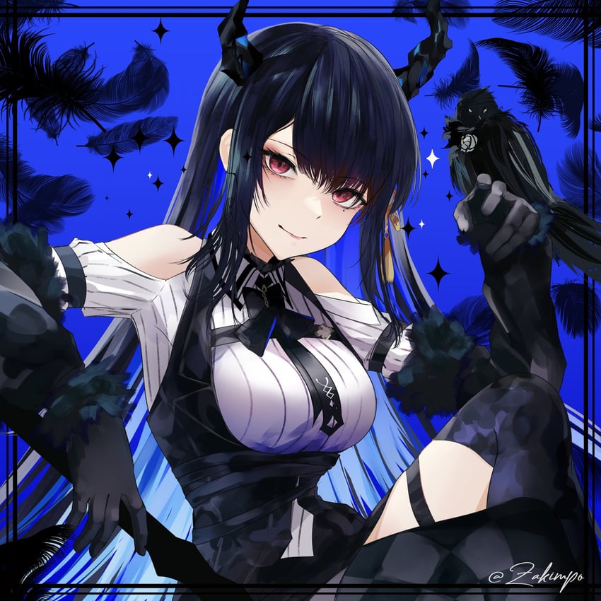 nerissa ravencroft and shadow (hololive and 1 more) drawn by zakimpo
