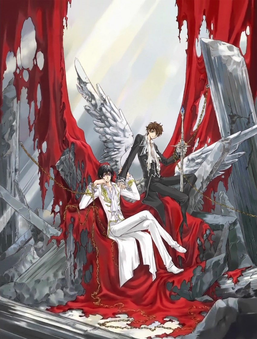 lelouch vi britannia and kururugi suzaku (code geass) drawn by clamp_(circle)