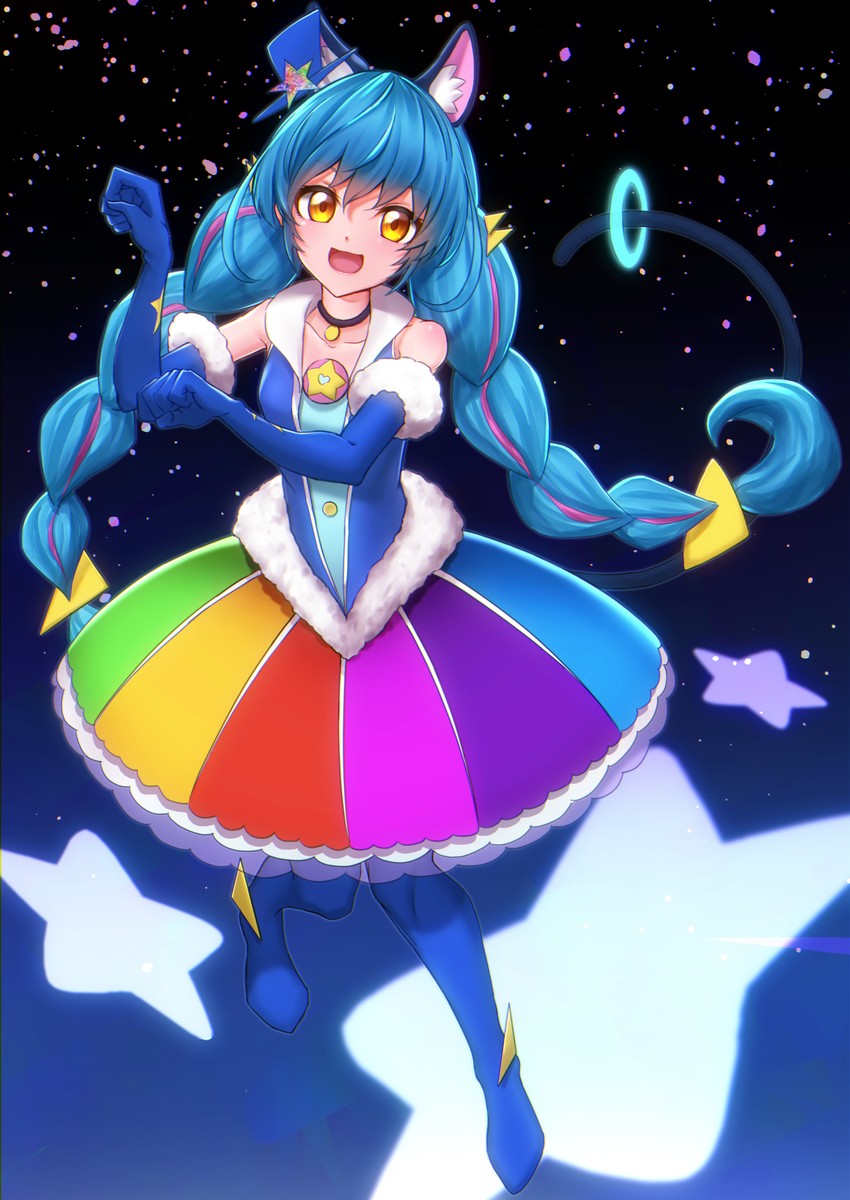 yuni and cure cosmo (precure and 1 more) drawn by mogurii