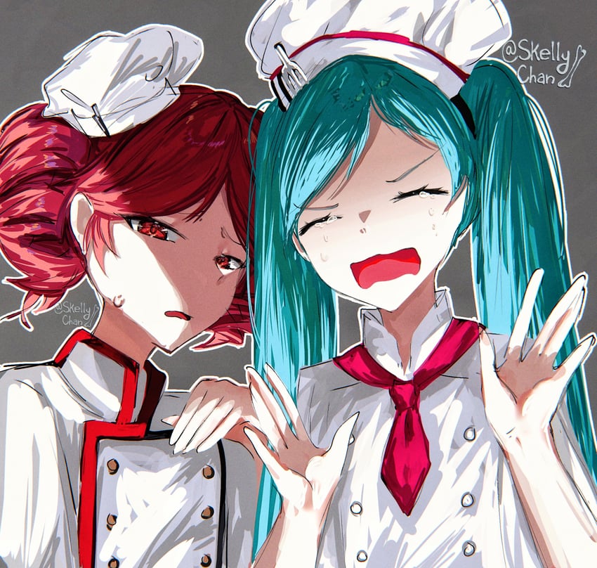 hatsune miku and kasane teto (vocaloid and 3 more) drawn by skellychan