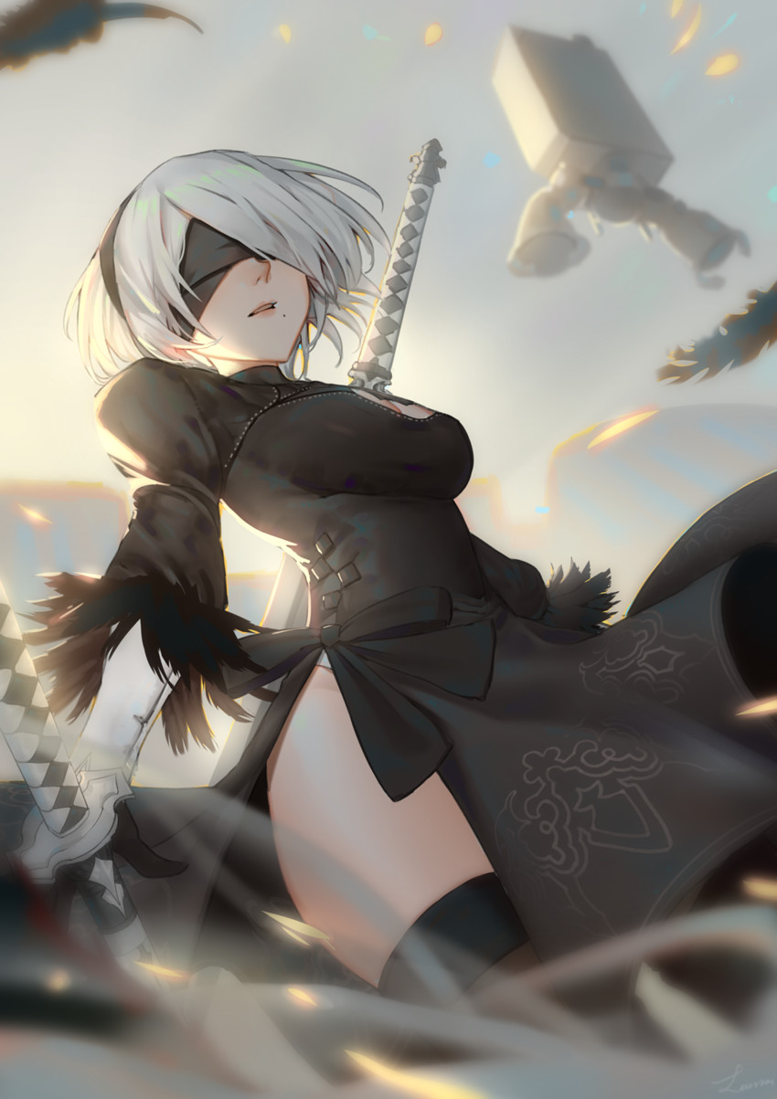 2b and pod (nier and 1 more) drawn by lanzi_(415460661)