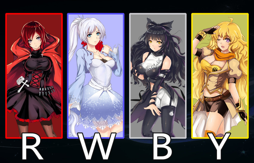ruby rose, weiss schnee, yang xiao long, and blake belladonna (rwby) drawn by only_haruka