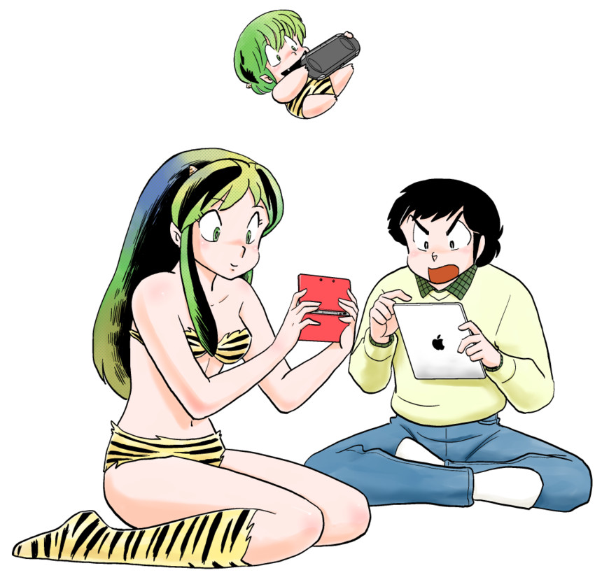 lum, moroboshi ataru, and ten (urusei yatsura) drawn by uesuto_(westriver)