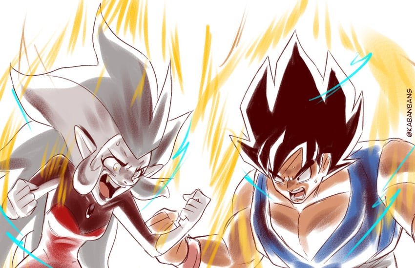 son goku and edalyn clawthorne (dragon ball and 2 more) drawn by bang_dacy
