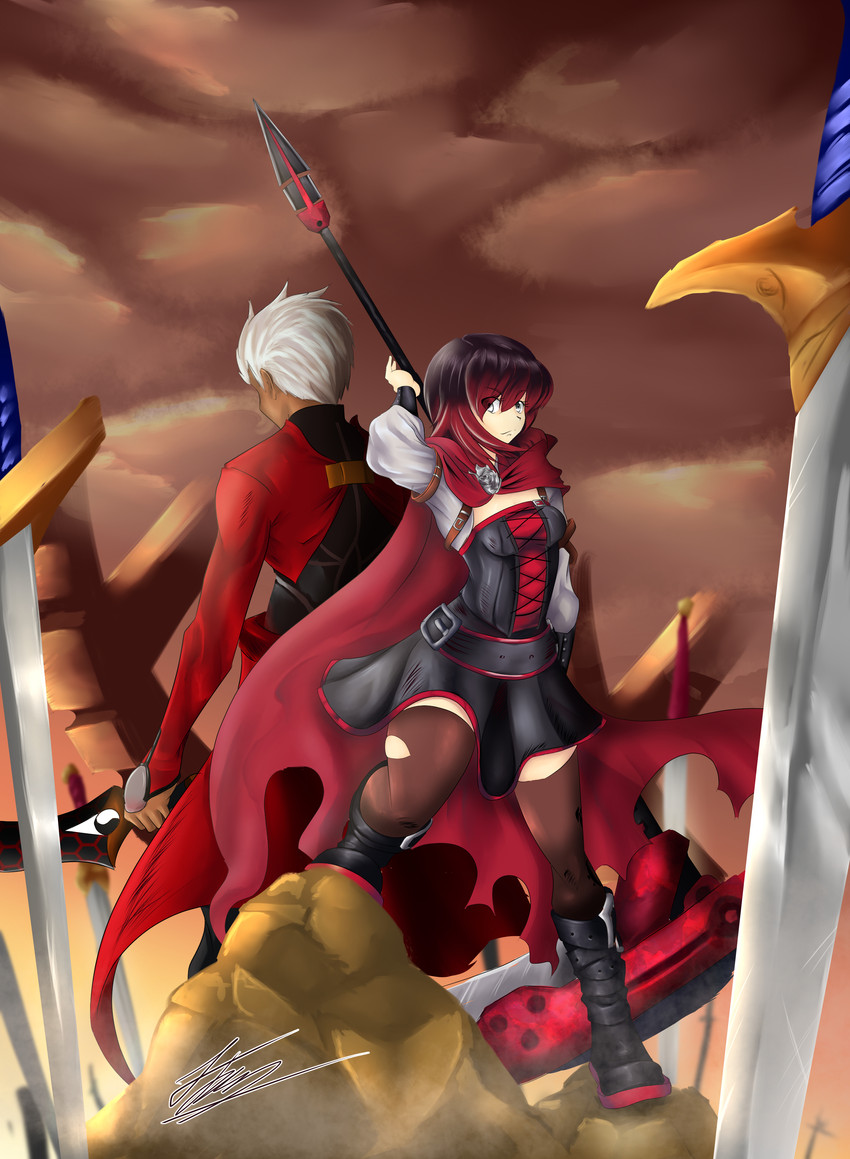 archer and ruby rose (fate and 2 more) drawn by nytescar