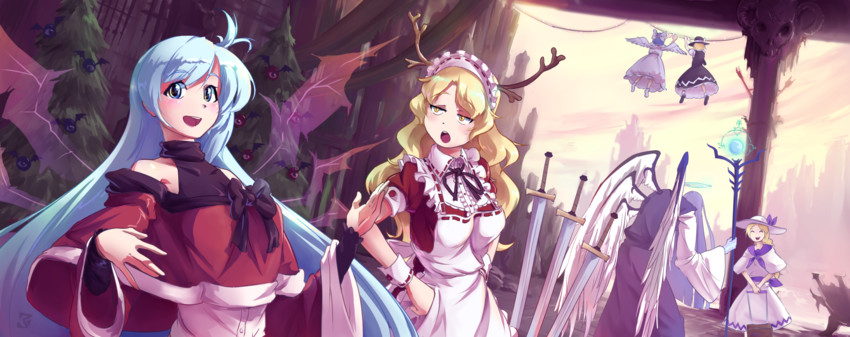 shinki, yumeko, mai, sariel, yuki, and 1 more (touhou) drawn by david_hrusa