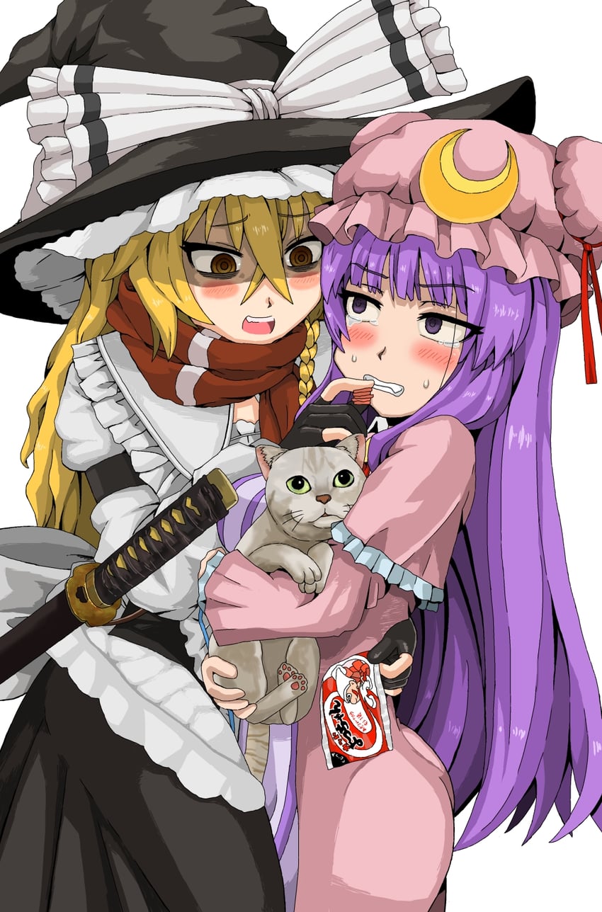 kirisame marisa, patchouli knowledge, mars, taisa, and miura cat (touhou and 3 more) drawn by tsurime_suki