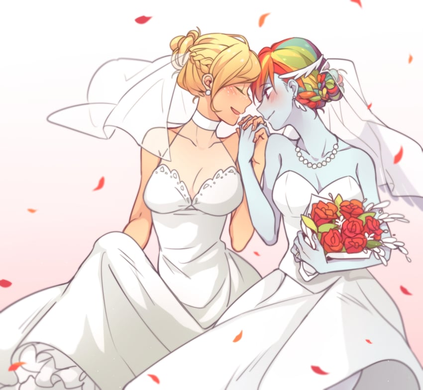 rainbow dash and applejack (my little pony and 2 more) drawn by dcon_34