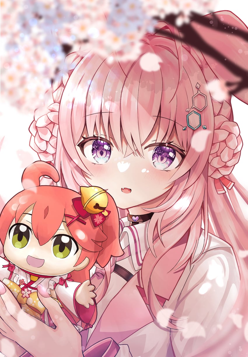sakura miko, hakui koyori, and mikodanye (hololive) drawn by kyabetsu_ningen