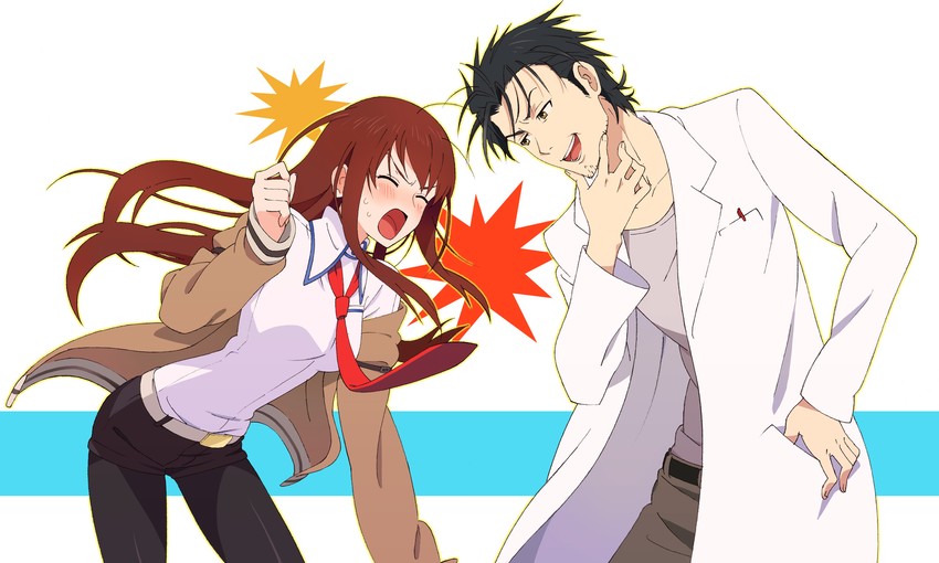 makise kurisu and okabe rintarou (steins;gate) drawn by umishima_senbon