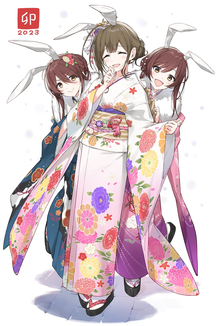 osaki amana, kuwayama chiyuki, and osaki tenka (idolmaster and 1 more) drawn by hayashi_kewi