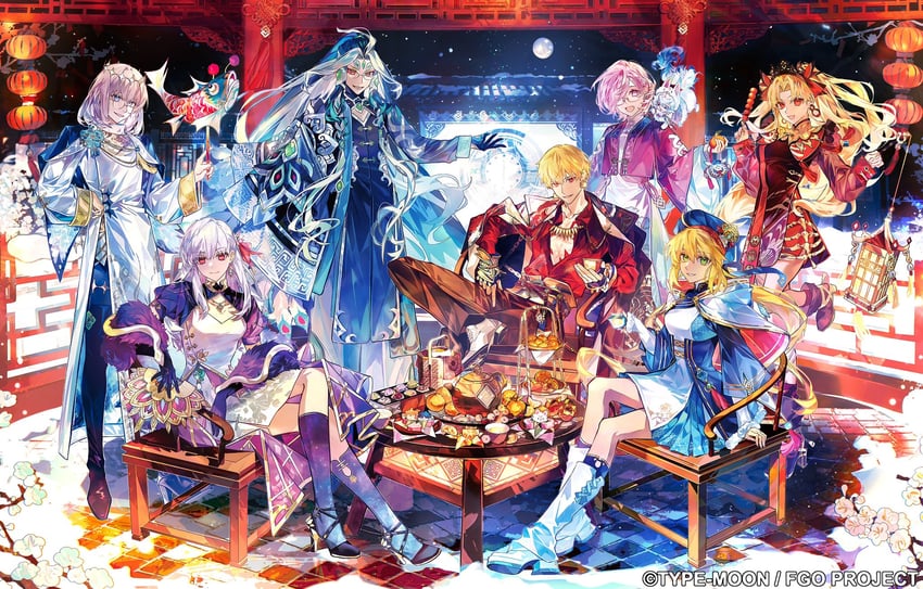 artoria pendragon, mash kyrielight, gilgamesh, ereshkigal, kama, and 4 more (fate and 1 more) drawn by eeju