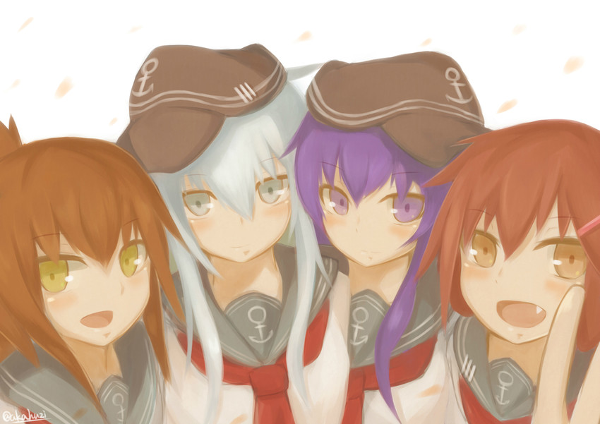 hibiki, inazuma, ikazuchi, and akatsuki (kantai collection) drawn by akahuzi