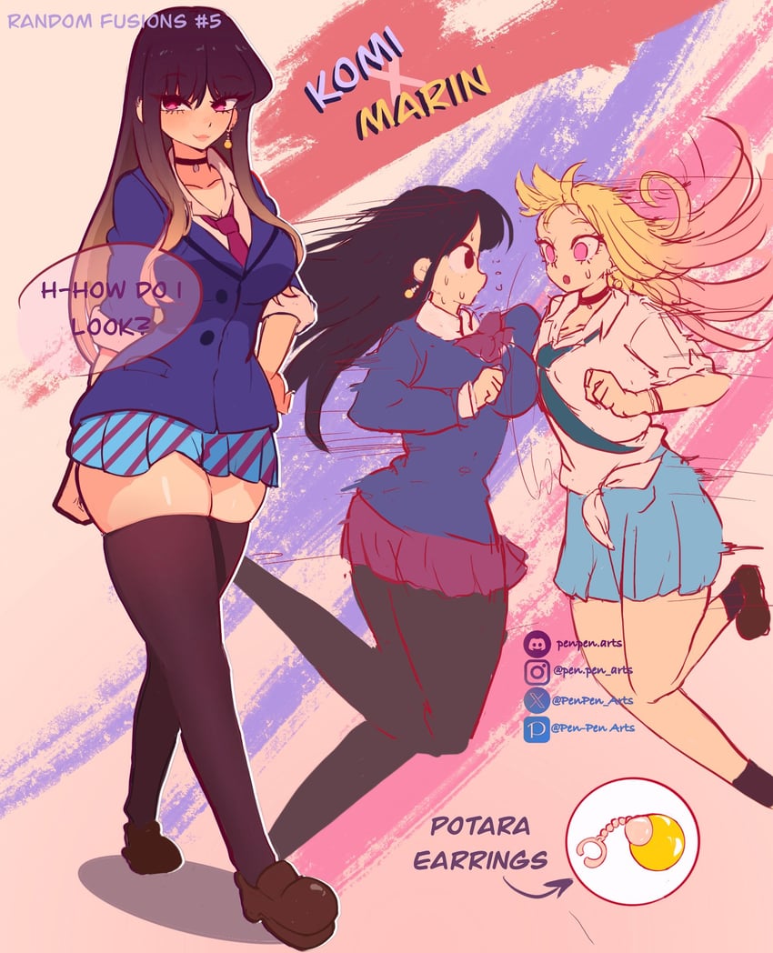 kitagawa marin and komi shouko (dragon ball and 3 more) drawn by pen-pen_arts