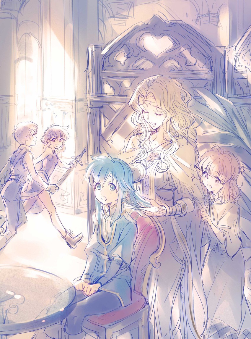 seliph, larcei, lana, scathach, and edain (fire emblem and 1 more) drawn by bomssp
