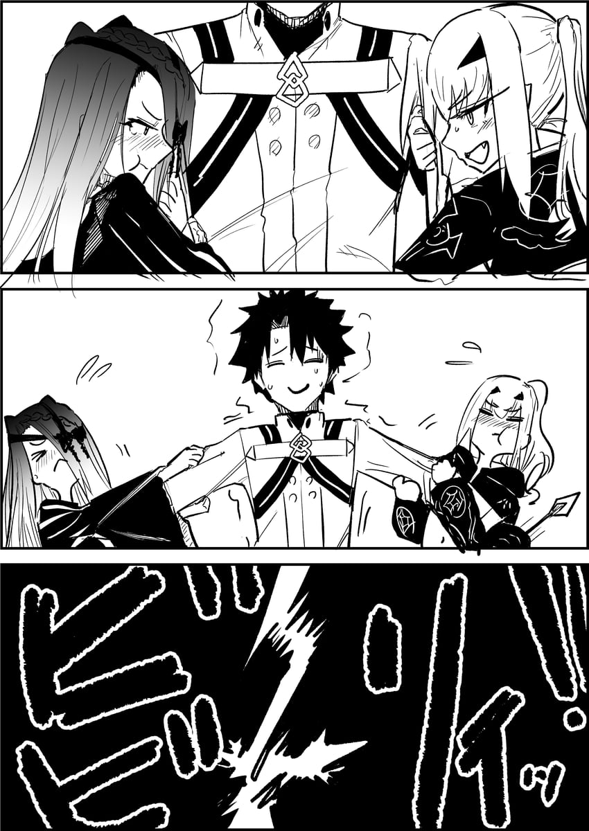 fujimaru ritsuka, melusine, and typhon ephemeros (fate and 1 more) drawn by mor_(morfowfow)