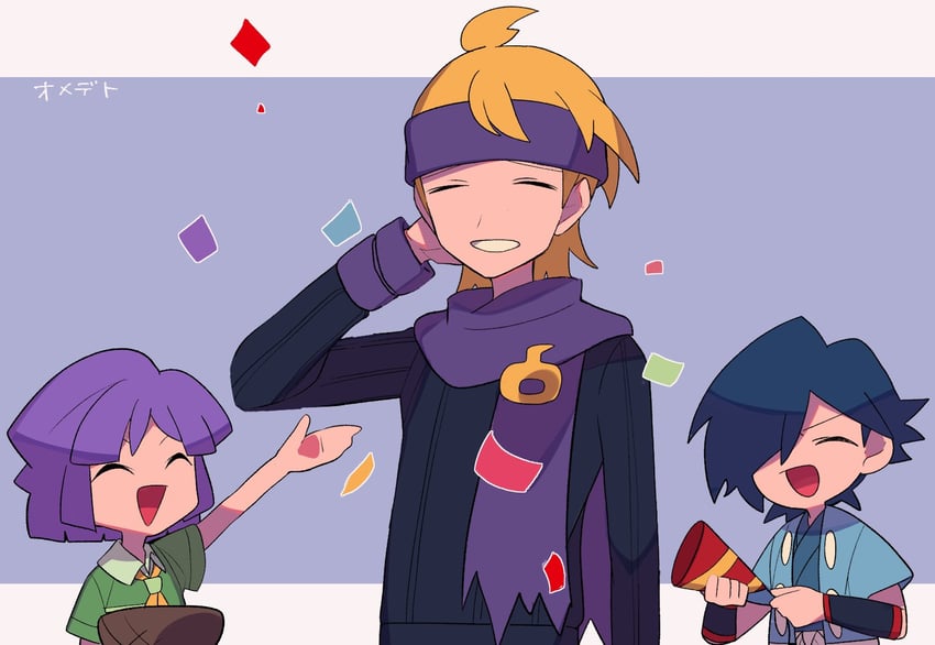morty, falkner, and bugsy (pokemon and 1 more) drawn by tyako_089