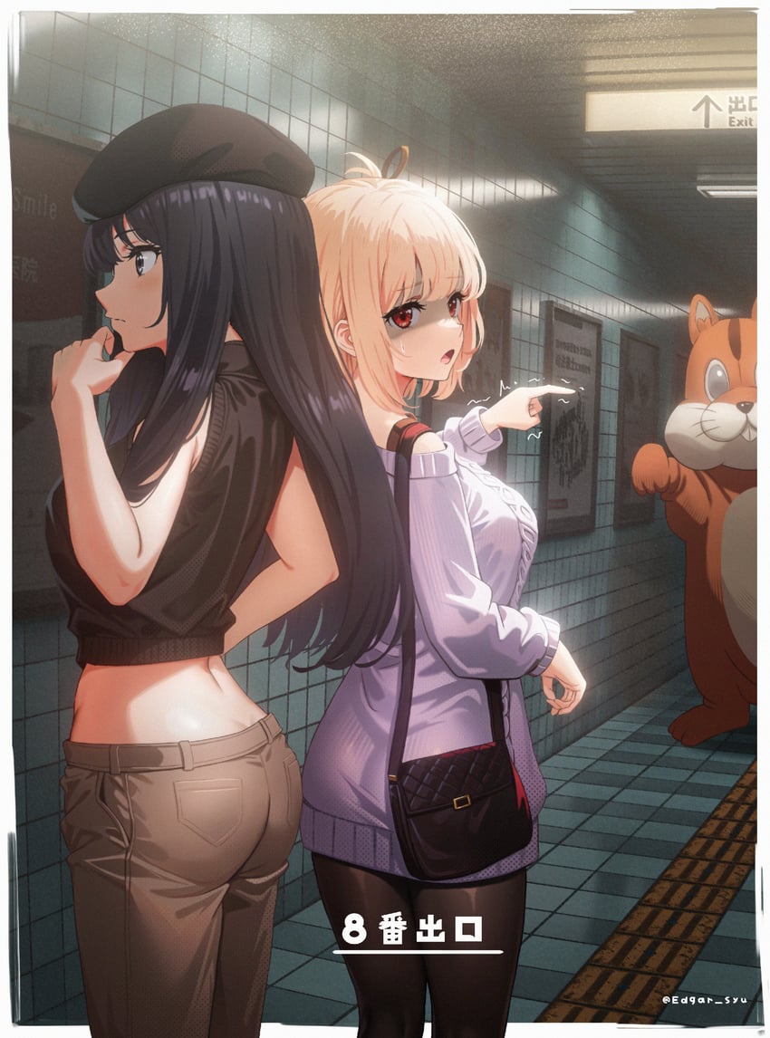 nishikigi chisato, inoue takina, and kurumi (lycoris recoil and 1 more) drawn by edgar_syu