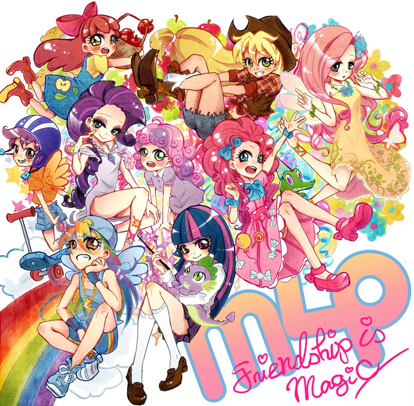 twilight sparkle, fluttershy, rainbow dash, pinkie pie, applejack, and 6 more (my little pony and 1 more) drawn by icoico