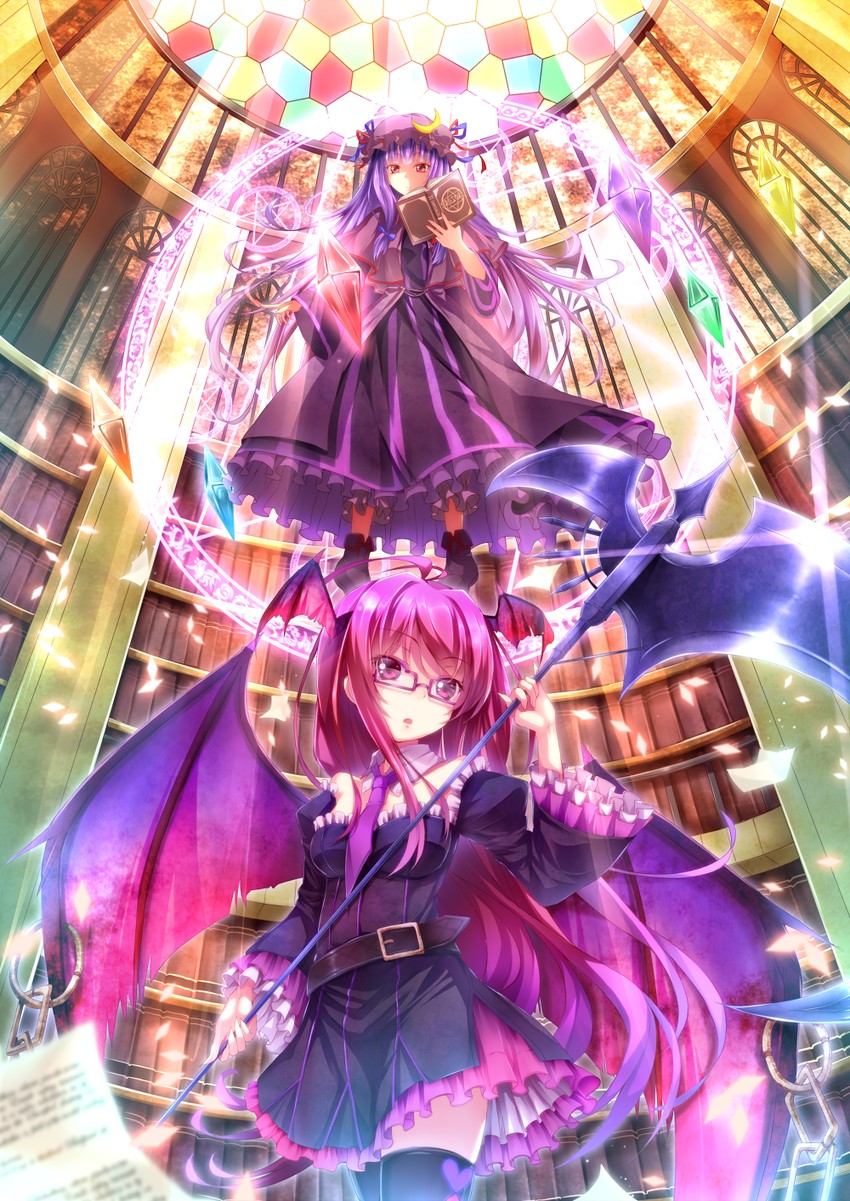 patchouli knowledge and koakuma (touhou) drawn by dabadhi