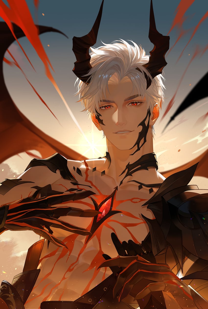 protagonist and sylus (love and deepspace) drawn by pao_wa_cong