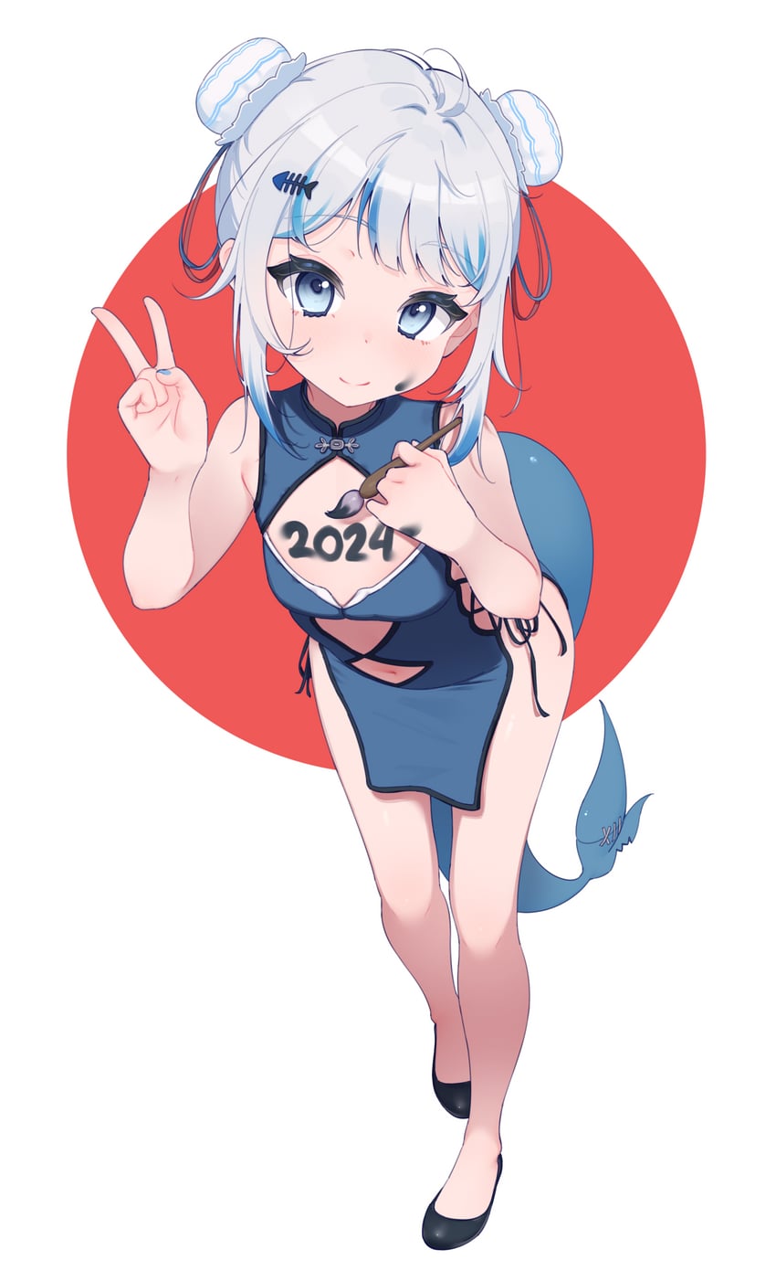 gawr gura (hololive and 1 more) drawn by lucasyecla99