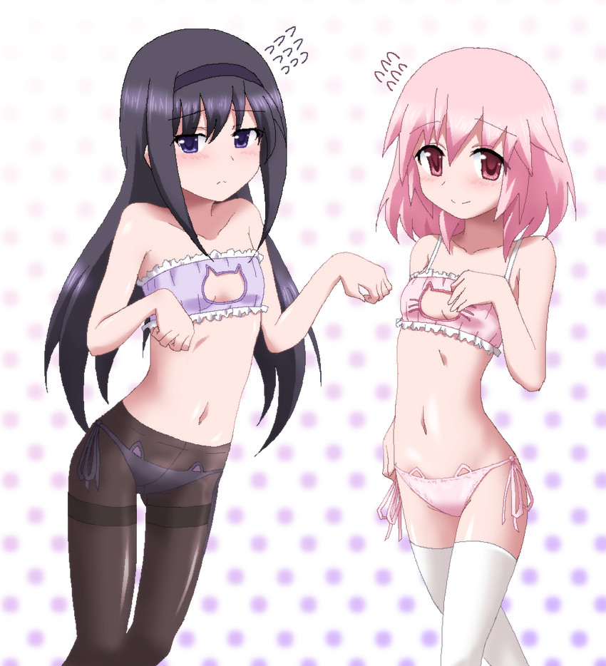 akemi homura and kaname madoka (mahou shoujo madoka magica) drawn by hayashiya_zankurou