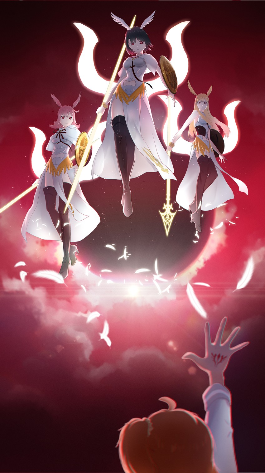 fujimaru ritsuka, valkyrie, ortlinde, thrud, and hildr (fate and 1 more) drawn by umumu