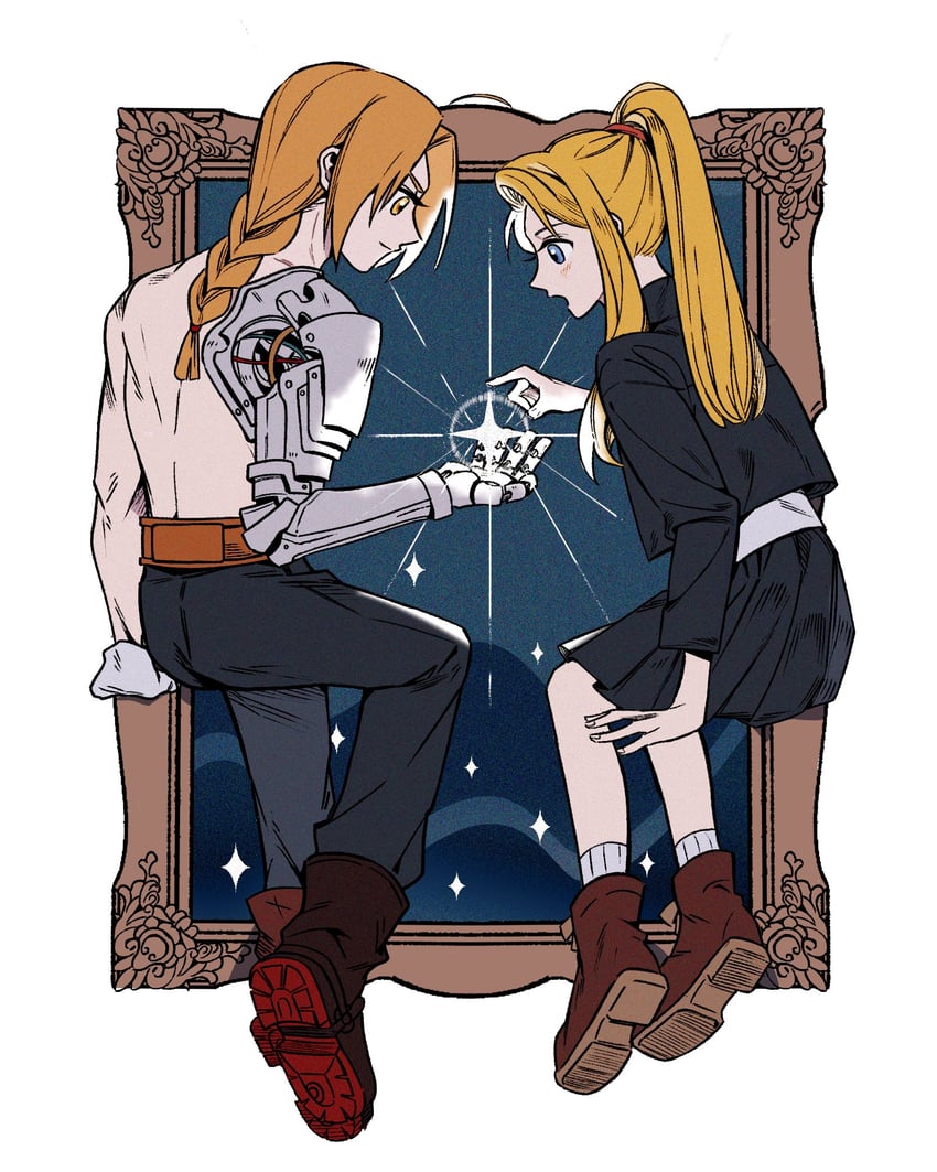 edward elric and winry rockbell (fullmetal alchemist) drawn by astrastar