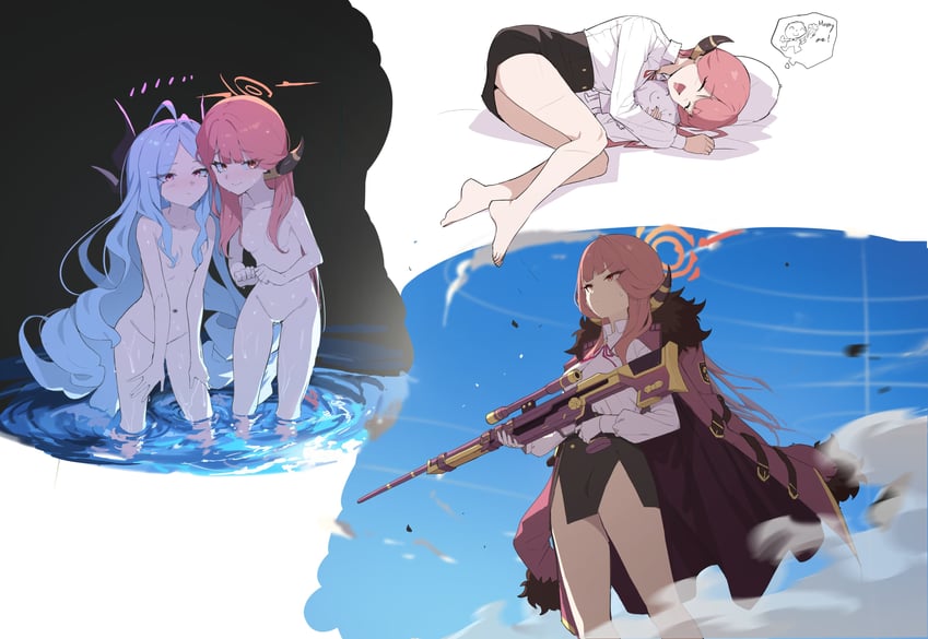 sensei, doodle sensei, hina, and aru (blue archive) drawn by parack