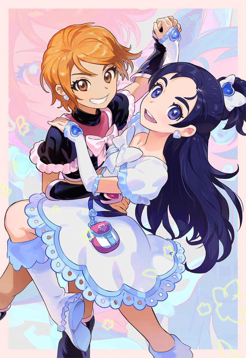 misumi nagisa, yukishiro honoka, cure black, and cure white (precure and 1 more) drawn by forurbri