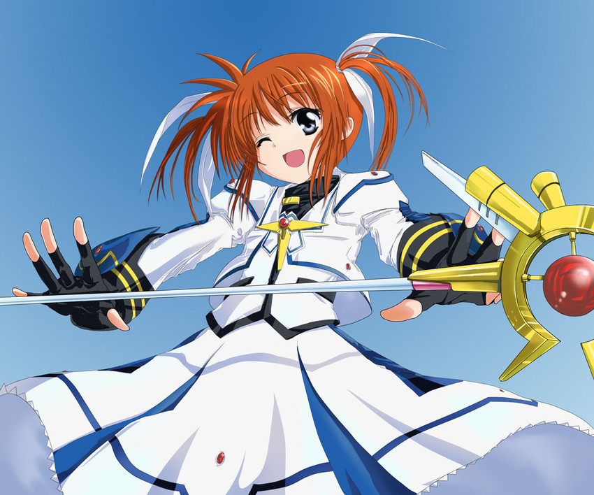 takamachi nanoha and raising heart (lyrical nanoha and 2 more) drawn by sakurai_sanshi
