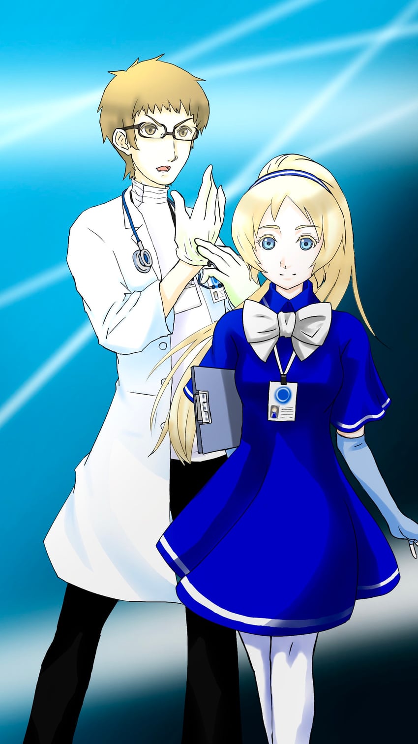 tonegawa anju and tsukimori kousuke (chou shittou caduceus) drawn by pt58376ten