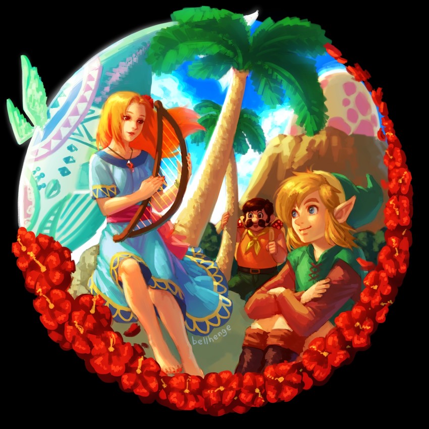 link, marin, wind fish, and tarin (the legend of zelda and 1 more) drawn by bellhenge