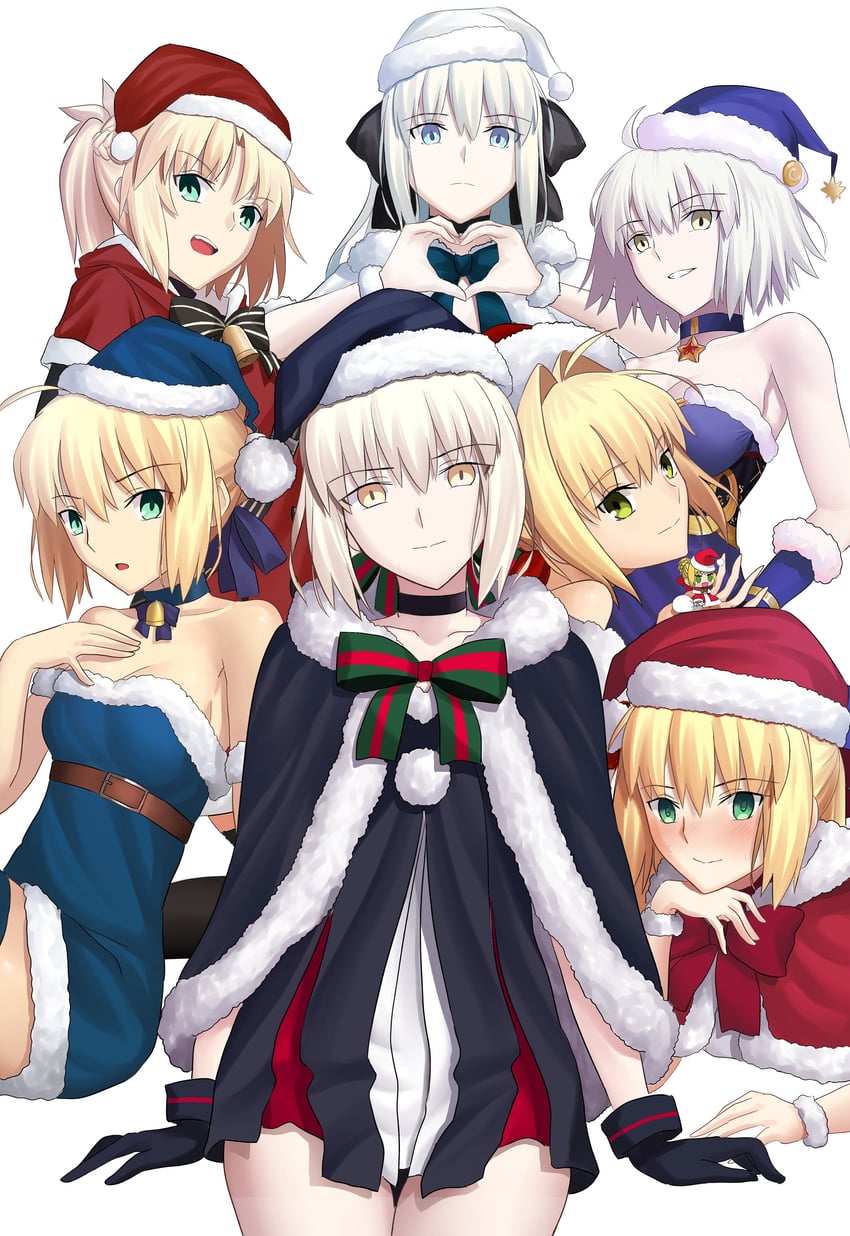 artoria pendragon, saber, jeanne d'arc alter, nero claudius, saber alter, and 4 more (fate and 2 more) drawn by longdq3008