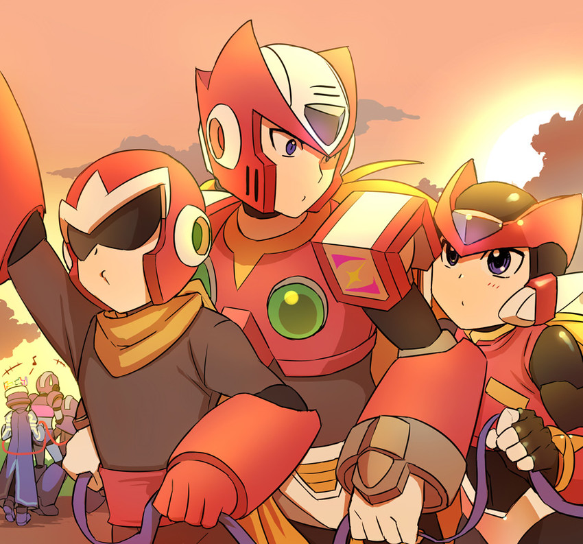 zero, x, mega man, zero(z), proto man, and 1 more (mega man and 2 more) drawn by jiayu_long