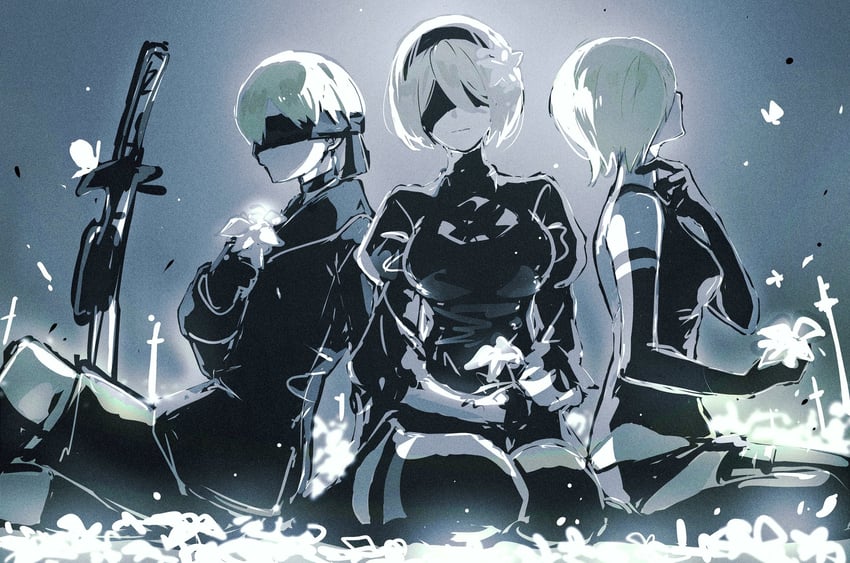 2b, 9s, and a2 (nier and 1 more) drawn by c_ixxp