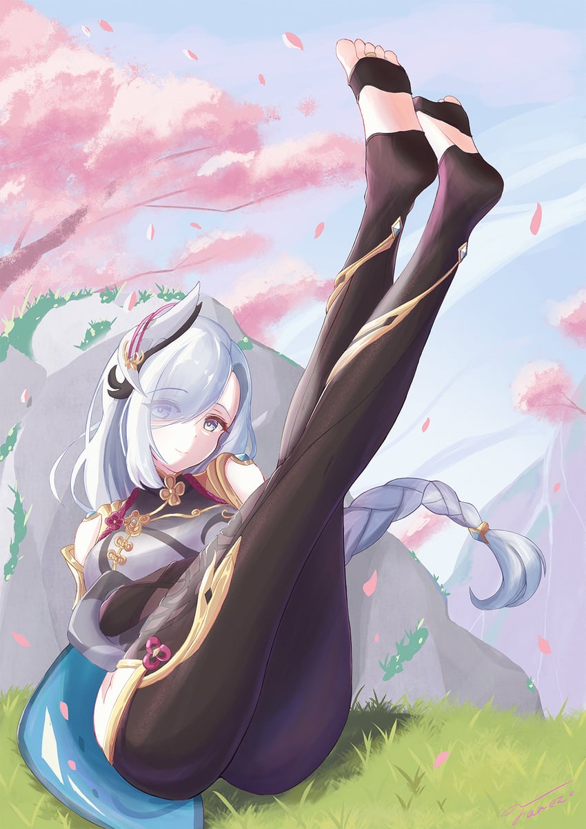 shenhe (genshin impact) drawn by unishaho
