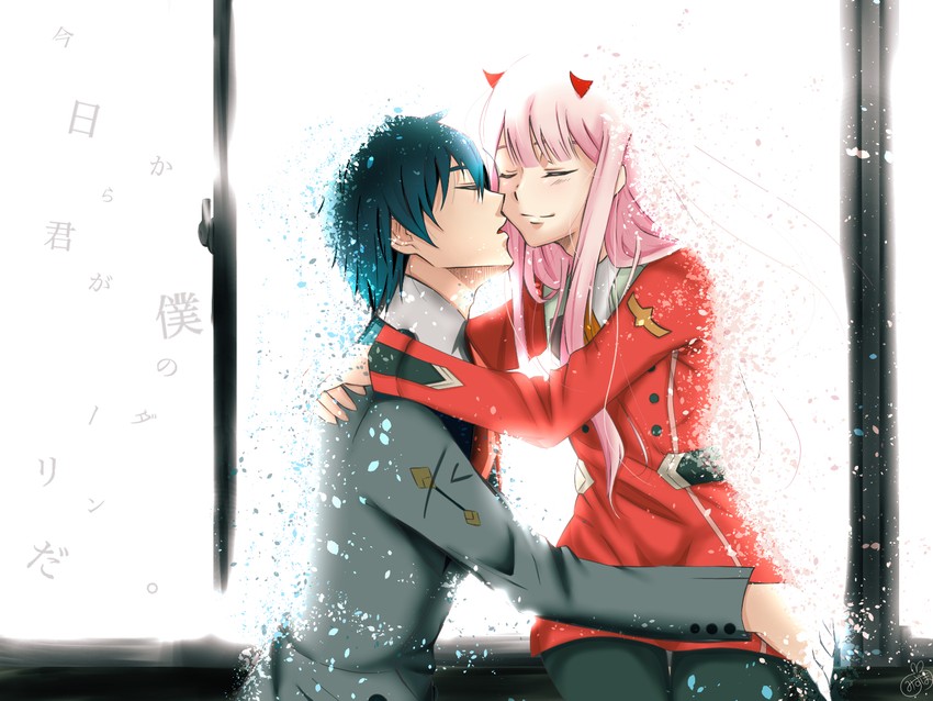 zero two and hiro (darling in the franxx) drawn by mmasaki