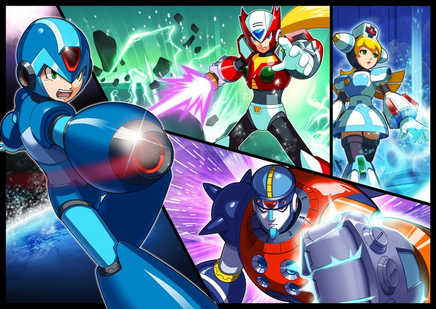 zero, x, cinnamon, and duo (mega man and 4 more) drawn by hong_sung_hyun
