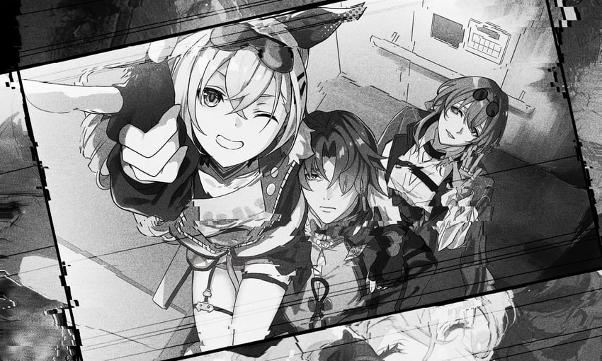 kafka, silver wolf, and blade (honkai and 1 more) drawn by zassyoku_dd