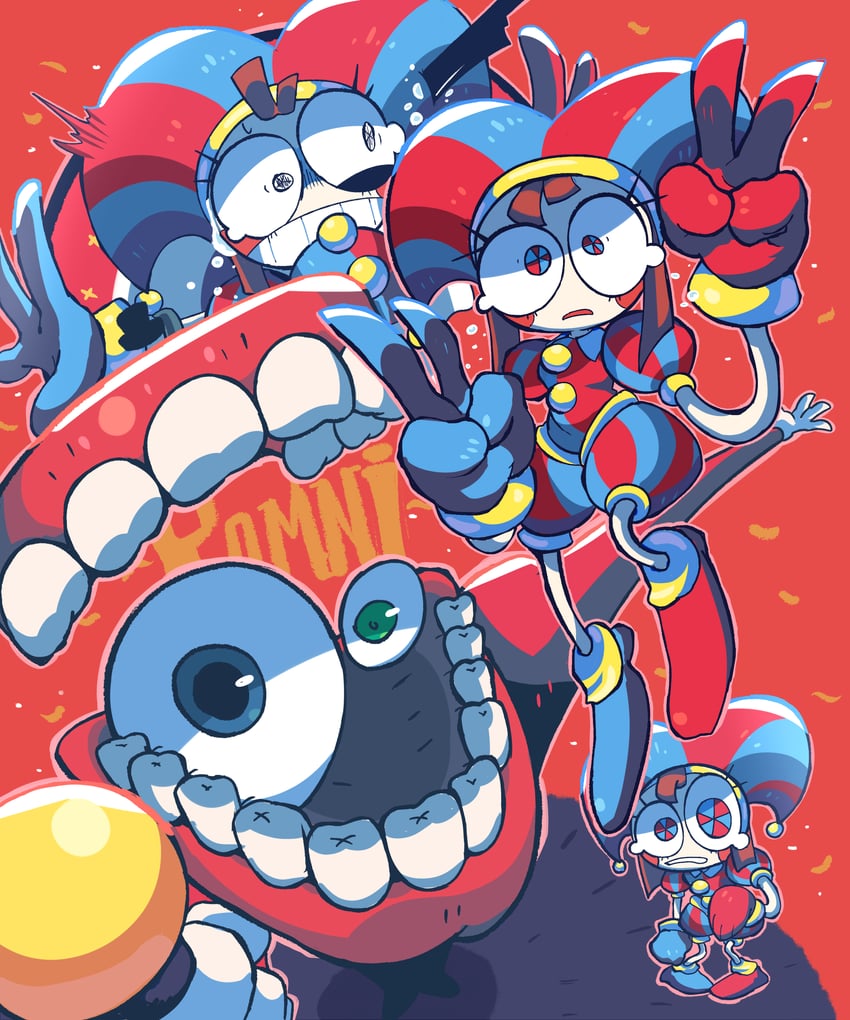 pomni and caine (the amazing digital circus) drawn by ellisbros