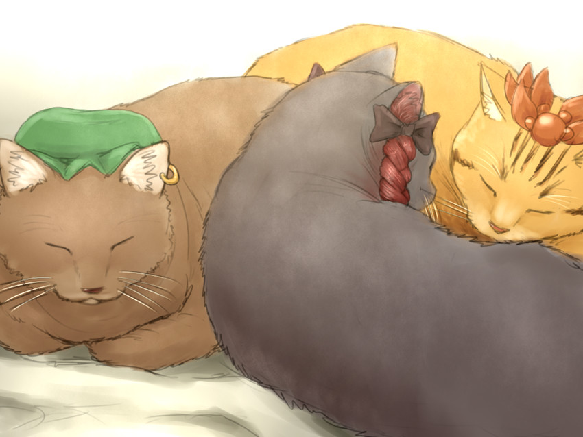 kaenbyou rin, chen, and toramaru shou (touhou) drawn by shirosato