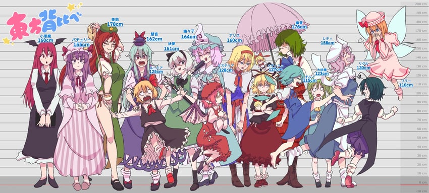 konpaku youmu, cirno, alice margatroid, patchouli knowledge, hong meiling, and 12 more (touhou) drawn by kaden_(muxt8423)