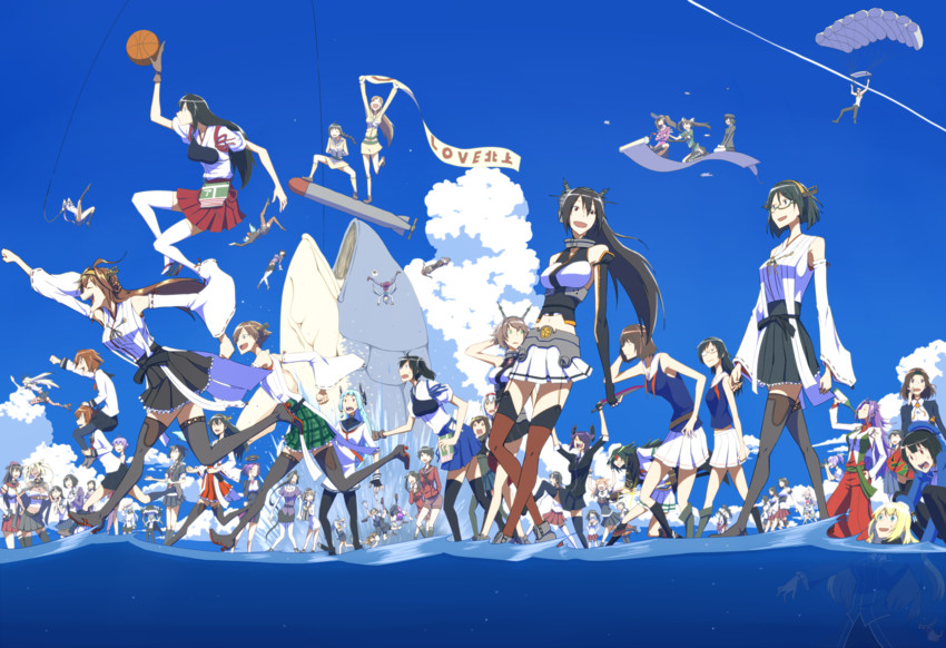admiral, kaga, shimakaze, hibiki, shigure, and 72 more (kantai collection and 2 more) drawn by birii