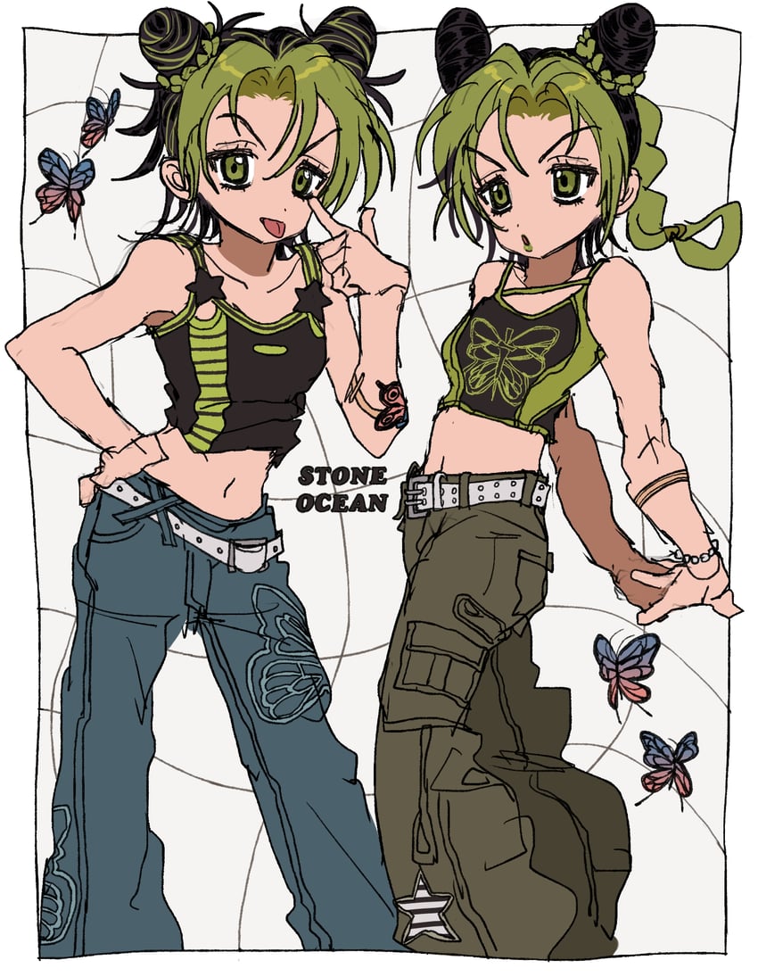 kujo jolyne (jojo no kimyou na bouken and 1 more) drawn by fu_r_y